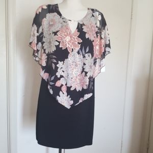 - Cute black dress with attached floral sh…